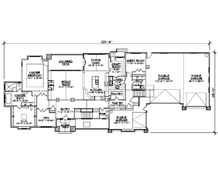 Craftsman House Plan 79935 with 4 Beds, 4 Baths, 3 Car Garage First Level Plan