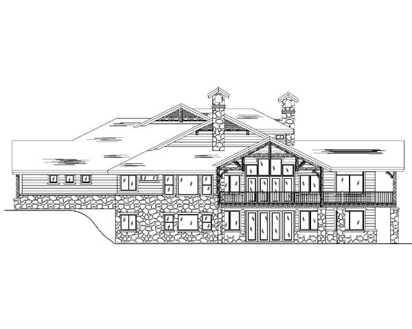 Traditional Plan with 6139 Sq. Ft., 6 Bedrooms, 6 Bathrooms, 3 Car Garage Rear Elevation