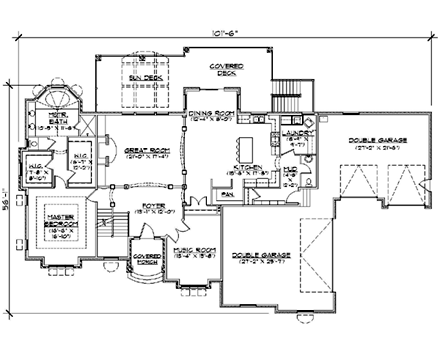 European House Plan 79939 with 6 Beds, 4 Baths, 3 Car Garage First Level Plan