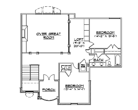 European House Plan 79939 with 6 Beds, 4 Baths, 3 Car Garage Second Level Plan