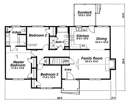 Traditional House Plan 80104 with 3 Beds, 2 Baths, 2 Car Garage First Level Plan