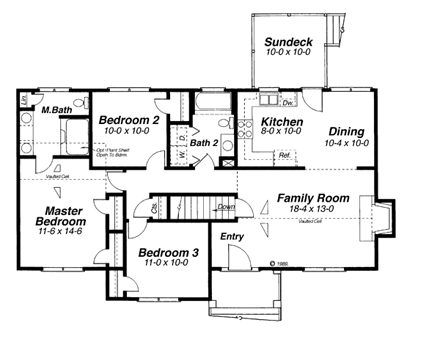 Historic House Plan 80105 with 3 Beds, 2 Baths, 2 Car Garage First Level Plan