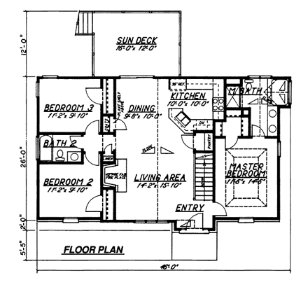 European House Plan 80107 with 3 Beds, 2 Baths, 2 Car Garage First Level Plan