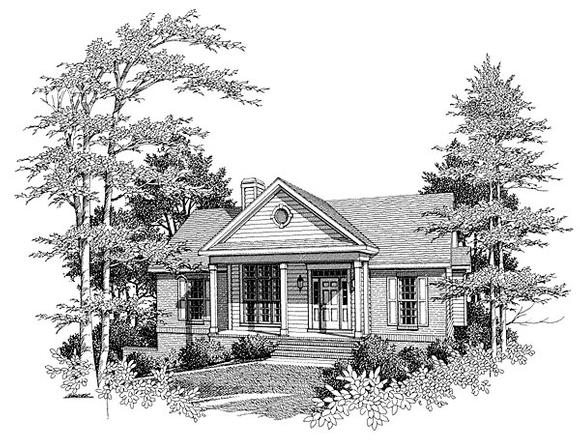 Colonial House Plan 80110 with 3 Beds, 2 Baths, 2 Car Garage Elevation
