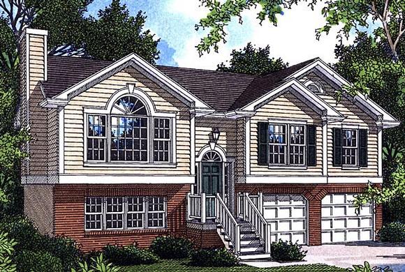Colonial House Plan 80111 with 3 Beds, 2 Baths, 2 Car Garage Elevation