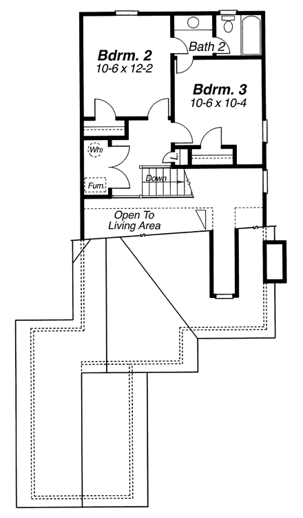 Cape Cod House Plan 80114 with 3 Beds, 2 Baths, 1 Car Garage Second Level Plan