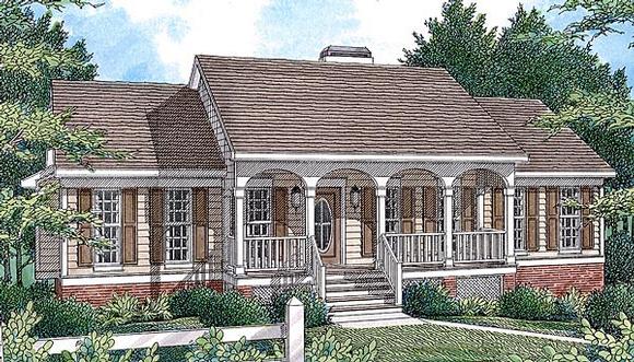 Colonial House Plan 80116 with 3 Beds, 2 Baths, 2 Car Garage Elevation