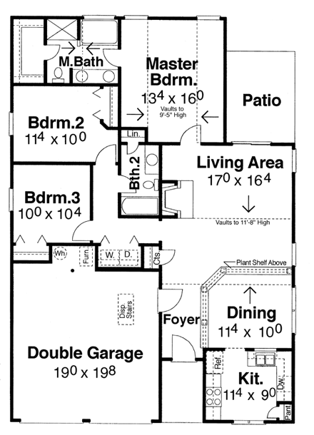 House Plan 80118 with 3 Beds, 2 Baths, 2 Car Garage First Level Plan
