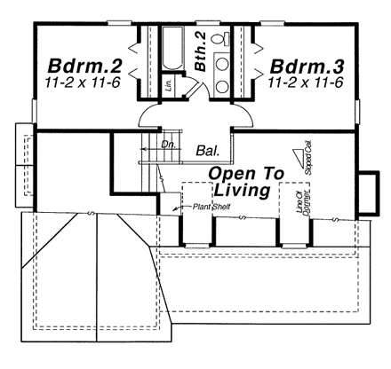 Cape Cod House Plan 80130 with 3 Beds, 3 Baths, 2 Car Garage Second Level Plan