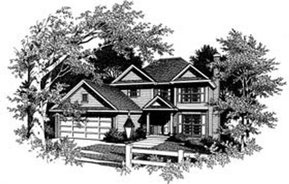 Colonial House Plan 80133 with 3 Beds, 3 Baths, 2 Car Garage Elevation