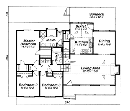 Country House Plan 80135 with 3 Beds, 2 Baths, 2 Car Garage First Level Plan