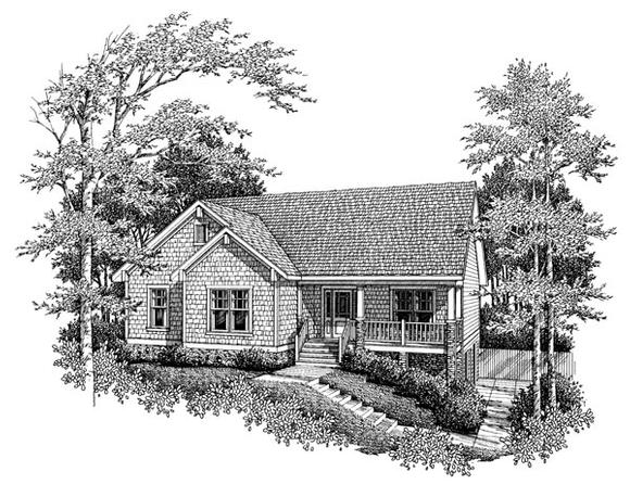 Cottage House Plan 80136 with 3 Beds, 2 Baths, 2 Car Garage Elevation