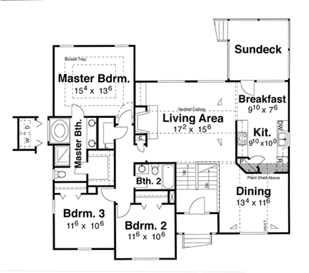Craftsman House Plan 80140 with 3 Beds, 2 Baths, 3 Car Garage First Level Plan