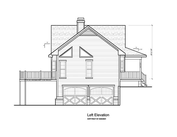 Cottage Plan with 1732 Sq. Ft., 3 Bedrooms, 3 Bathrooms, 2 Car Garage Picture 2