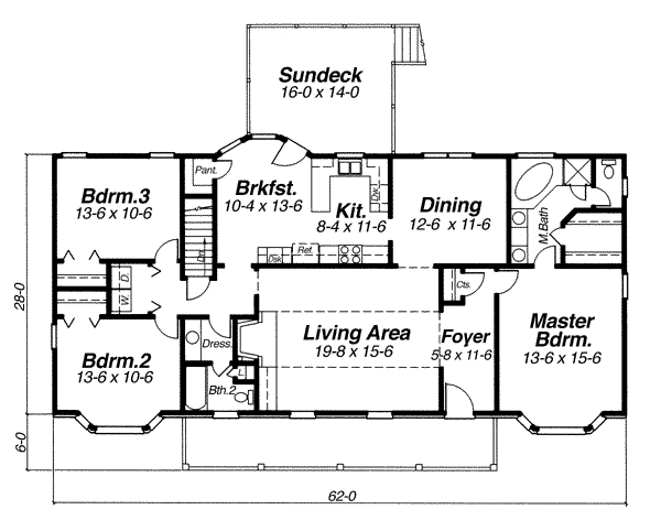 Traditional House Plan 80157 with 3 Beds, 2 Baths, 2 Car Garage Level One Traditional House Plan 80157 with 3 Beds, 2 Baths, 2 Car Garage Level One