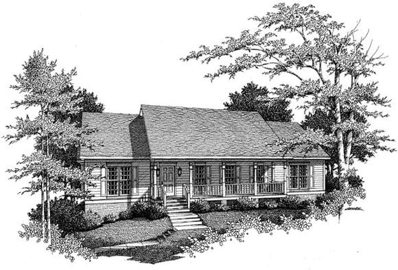 Country House Plan 80158 with 3 Beds, 2 Baths, 2 Car Garage Elevation