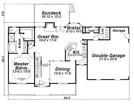 Farmhouse House Plan 80178 with 3 Beds, 3 Baths, 2 Car Garage First Level Plan