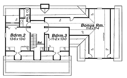 Farmhouse House Plan 80178 with 3 Beds, 3 Baths, 2 Car Garage Second Level Plan