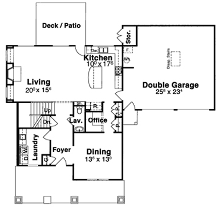Craftsman House Plan 80196 with 4 Beds, 3 Baths, 2 Car Garage First Level Plan