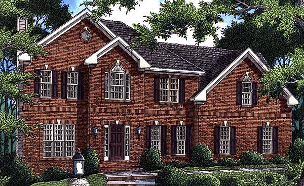 Traditional Plan with 2367 Sq. Ft., 4 Bedrooms, 3 Bathrooms, 2 Car Garage Elevation