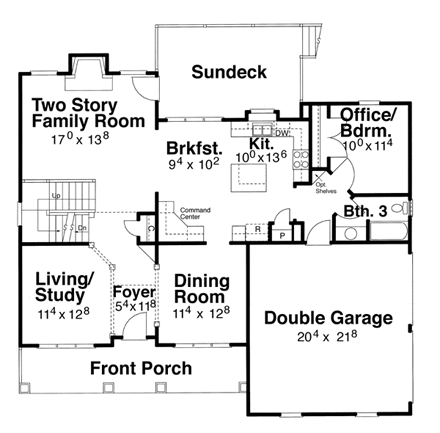 Cottage House Plan 80215 with 5 Beds, 3 Baths, 2 Car Garage First Level Plan