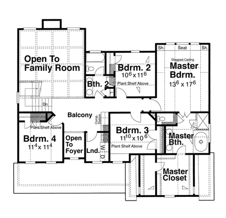 Cottage House Plan 80215 with 5 Beds, 3 Baths, 2 Car Garage Second Level Plan