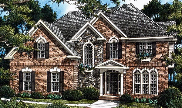 Colonial Plan with 2826 Sq. Ft., 5 Bedrooms, 3 Bathrooms, 2 Car Garage Elevation
