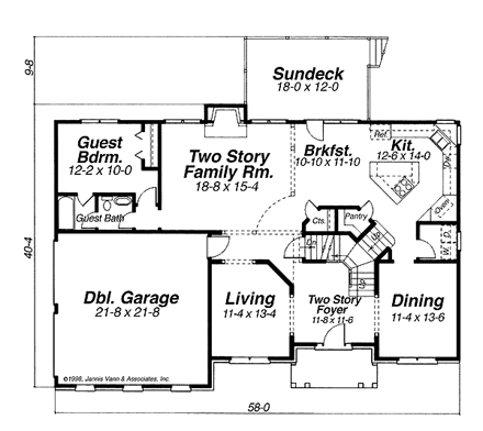 Southern House Plan 80234 with 5 Beds, 4 Baths, 2 Car Garage First Level Plan