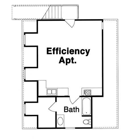 2 Car Garage Apartment Plan 80246 with 1 Beds, 1 Baths Second Level Plan