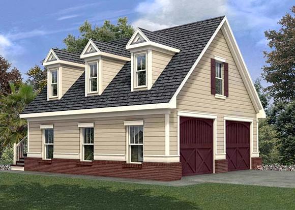 2 Car Garage Apartment Plan 80246 with 1 Beds, 1 Baths Elevation