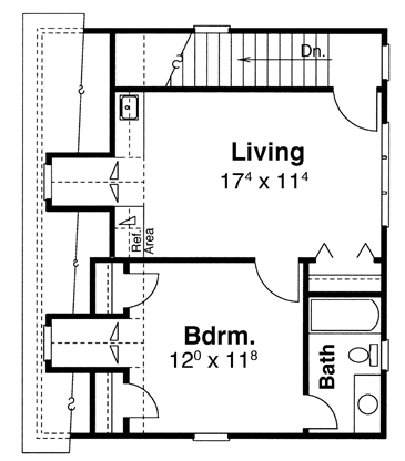 Cape Cod 2 Car Garage Apartment Plan 80249 with 1 Beds, 1 Baths Second Level Plan