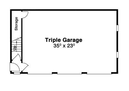 Cottage 3 Car Garage Apartment Plan 80250 with 1 Beds, 1 Baths First Level Plan