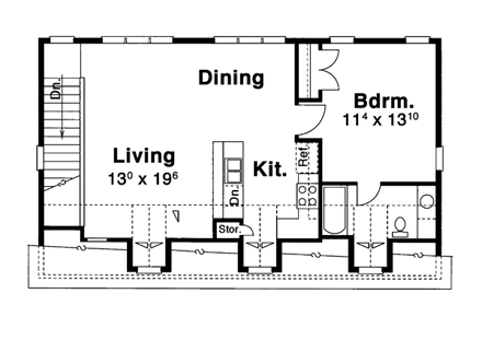 Cottage 3 Car Garage Apartment Plan 80250 with 1 Beds, 1 Baths Second Level Plan