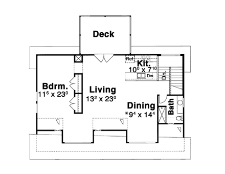 Cottage 4 Car Garage Apartment Plan 80252 with 1 Beds, 1 Baths Second Level Plan