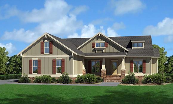 Cottage, Craftsman, Narrow Lot, One-Story, Traditional House Plan 80257 with 3 Beds, 2 Baths, 2 Car Garage Elevation