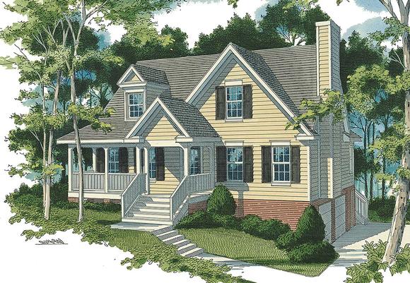 Cottage, Country, Farmhouse, Traditional House Plan 80258 with 4 Beds, 3 Baths, 3 Car Garage Elevation