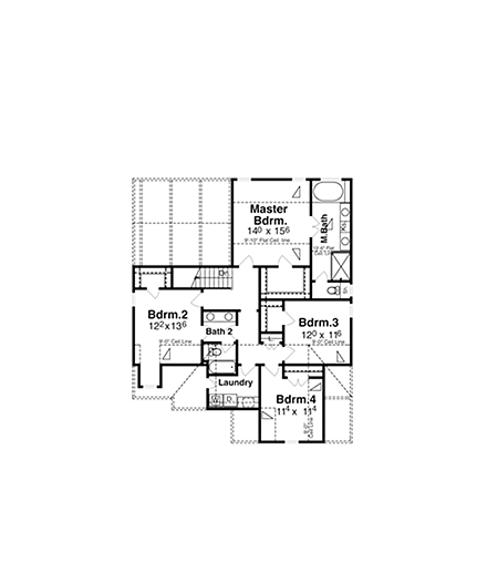 Bungalow, Cottage, Craftsman, Narrow Lot House Plan 80260 with 4 Beds, 4 Baths, 2 Car Garage Second Level Plan