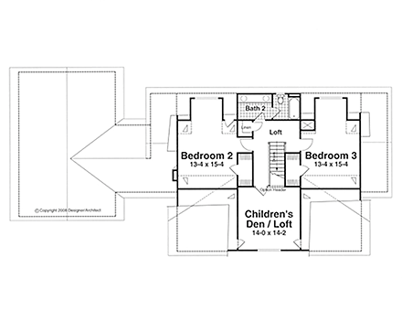 Country, Craftsman, Farmhouse House Plan 80263 with 3 Beds, 3 Baths, 3 Car Garage Second Level Plan