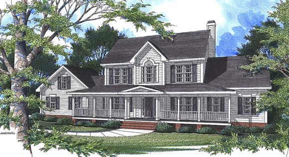 Country, Farmhouse, Southern, Traditional House Plan 80266 with 4 Beds, 4 Baths, 2 Car Garage Elevation