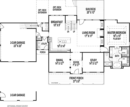 Country, Farmhouse, Southern House Plan 80268 with 4 Beds, 4 Baths, 2 Car Garage First Level Plan