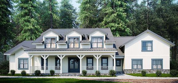 Country, Farmhouse, Southern House Plan 80268 with 4 Beds, 4 Baths, 2 Car Garage Elevation