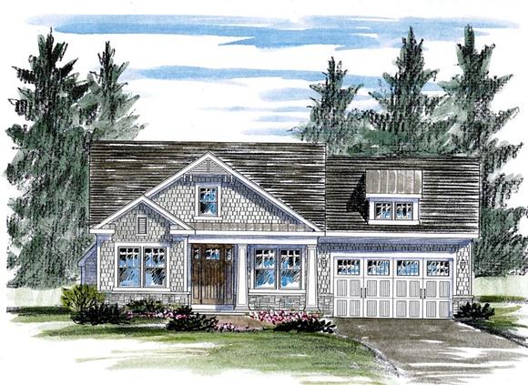 Cottage, Country, Craftsman House Plan 80307 with 2 Beds, 2 Baths, 2 Car Garage Elevation