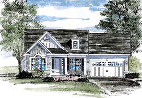 Cottage, Country, Ranch House Plan 80312 with 3 Beds, 2 Baths, 2 Car Garage Elevation