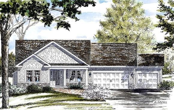 Cottage, Craftsman, Ranch House Plan 80313 with 3 Beds, 2 Baths, 3 Car Garage Elevation