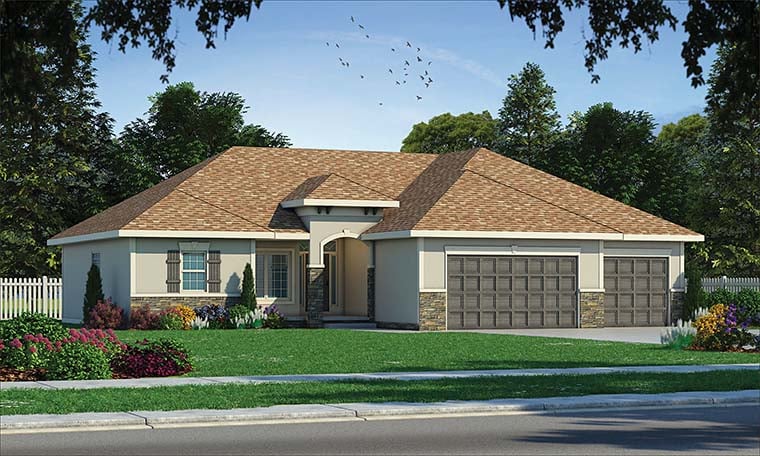 Tuscan Plan with 1720 Sq. Ft., 3 Bedrooms, 2 Bathrooms, 3 Car Garage Picture 2