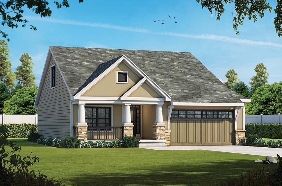 Cottage, Country, Craftsman Plan with 1898 Sq. Ft., 3 Bedrooms, 3 Bathrooms, 2 Car Garage Picture 4