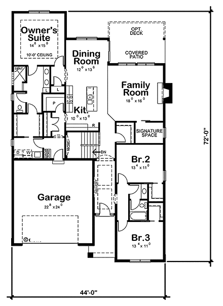 Cottage, Craftsman, Southern, Traditional House Plan 80405 with 3 Beds, 2 Baths, 2 Car Garage First Level Plan