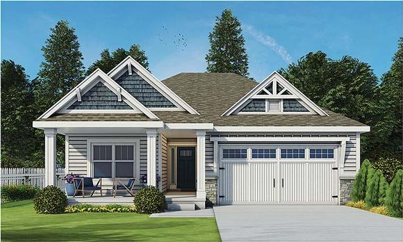 Cottage, Country, Craftsman, Ranch, Traditional House Plan 80406 with 3 Beds, 3 Baths, 2 Car Garage Elevation