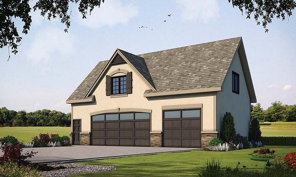 French Country Garage-Living Plan 80427 with 1 Beds, 1 Baths, 3 Car Garage Elevation
