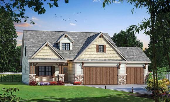 Country, Craftsman House Plan 80432 with 4 Beds, 4 Baths, 3 Car Garage Elevation
